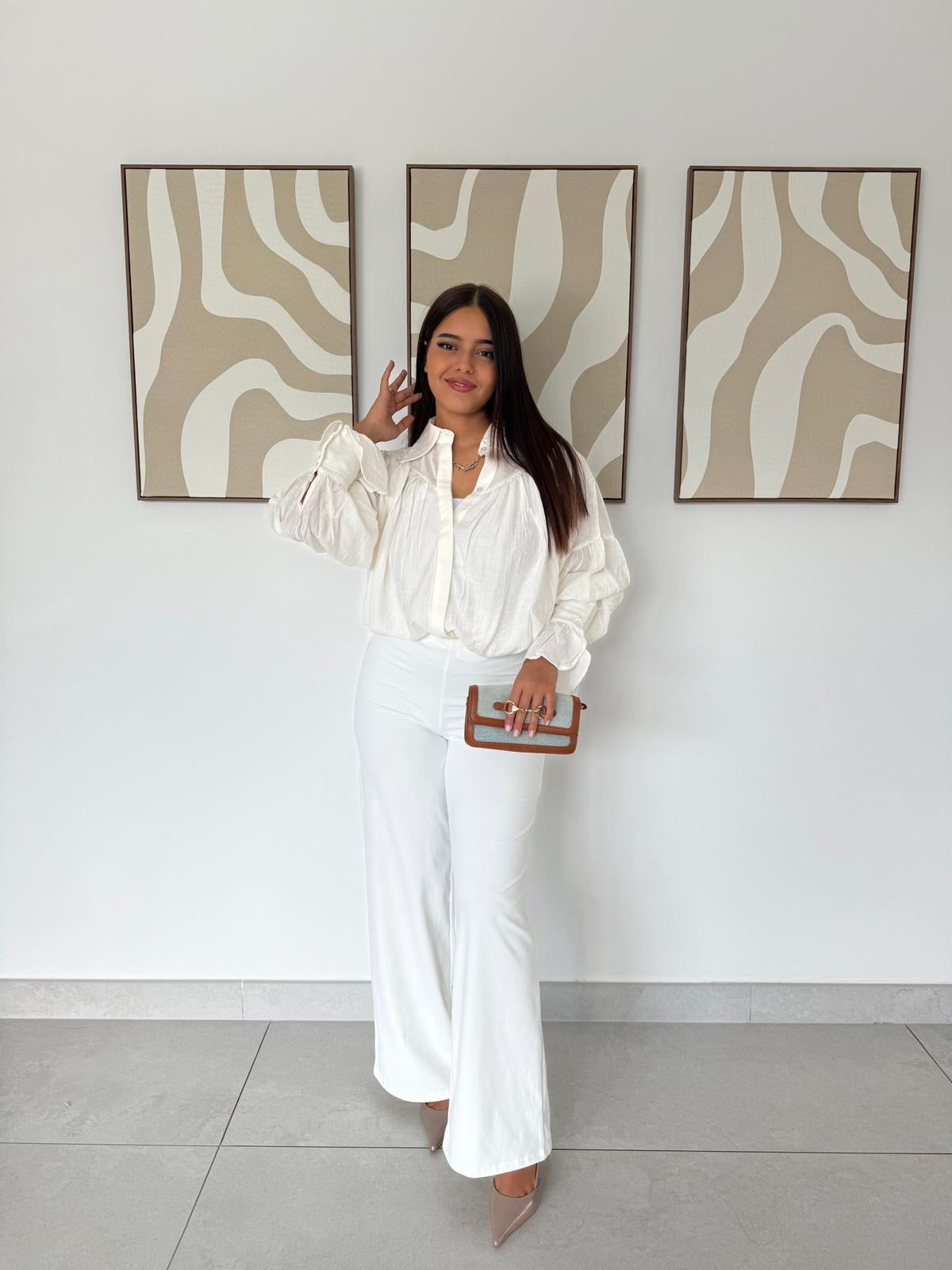 Blouse à rayures ton sur ton en viscose