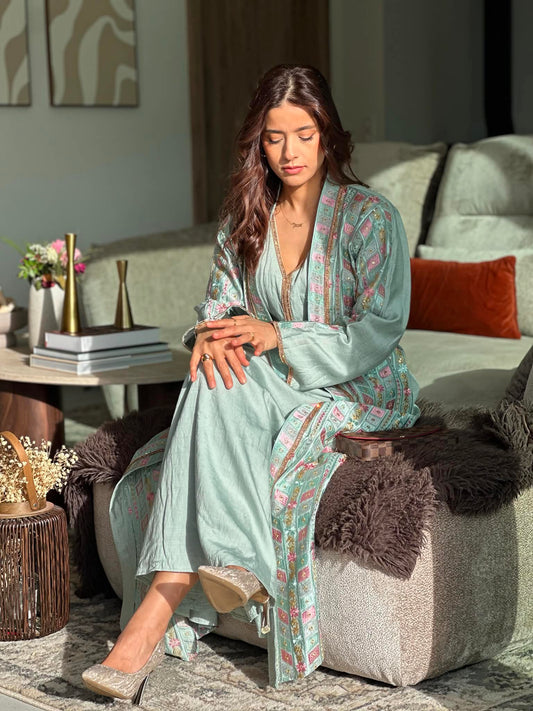 Caftan 3 pièces - Bleu céladon