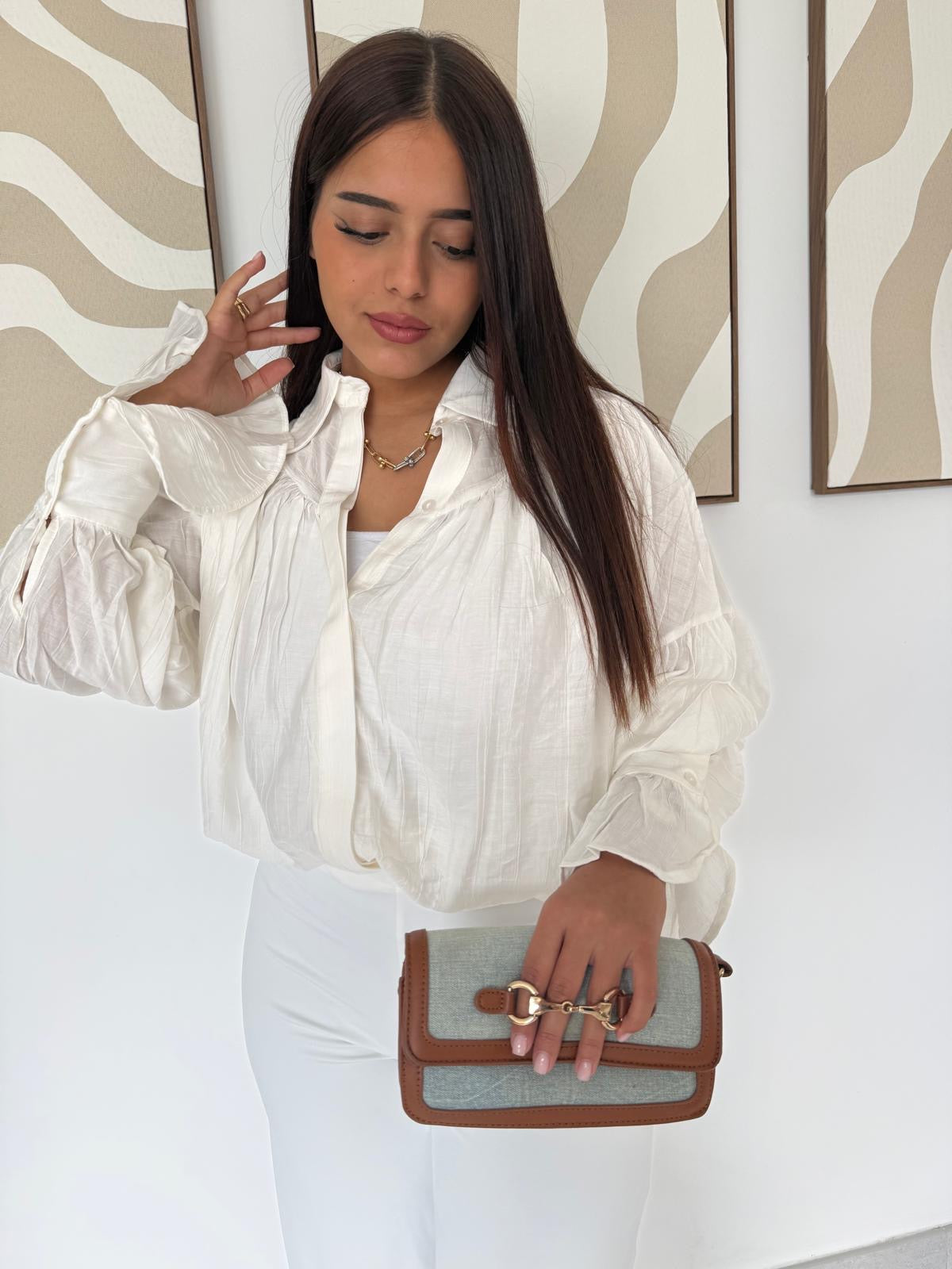 Blouse à rayures ton sur ton en viscose