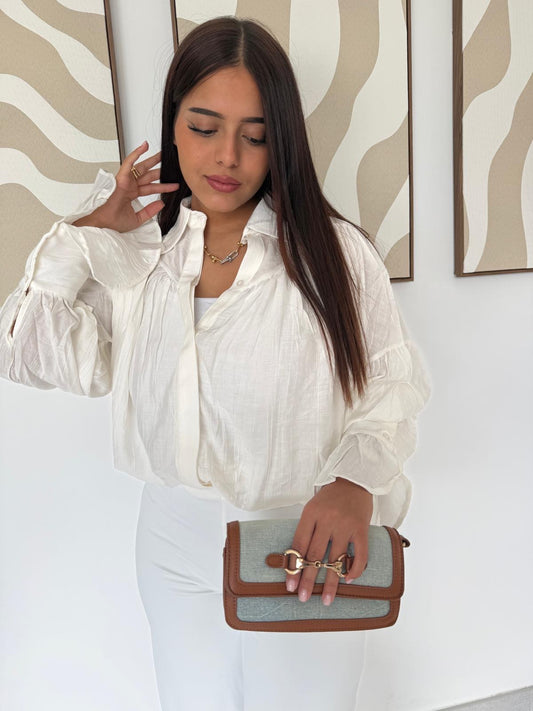 Blouse à rayures ton sur ton en viscose