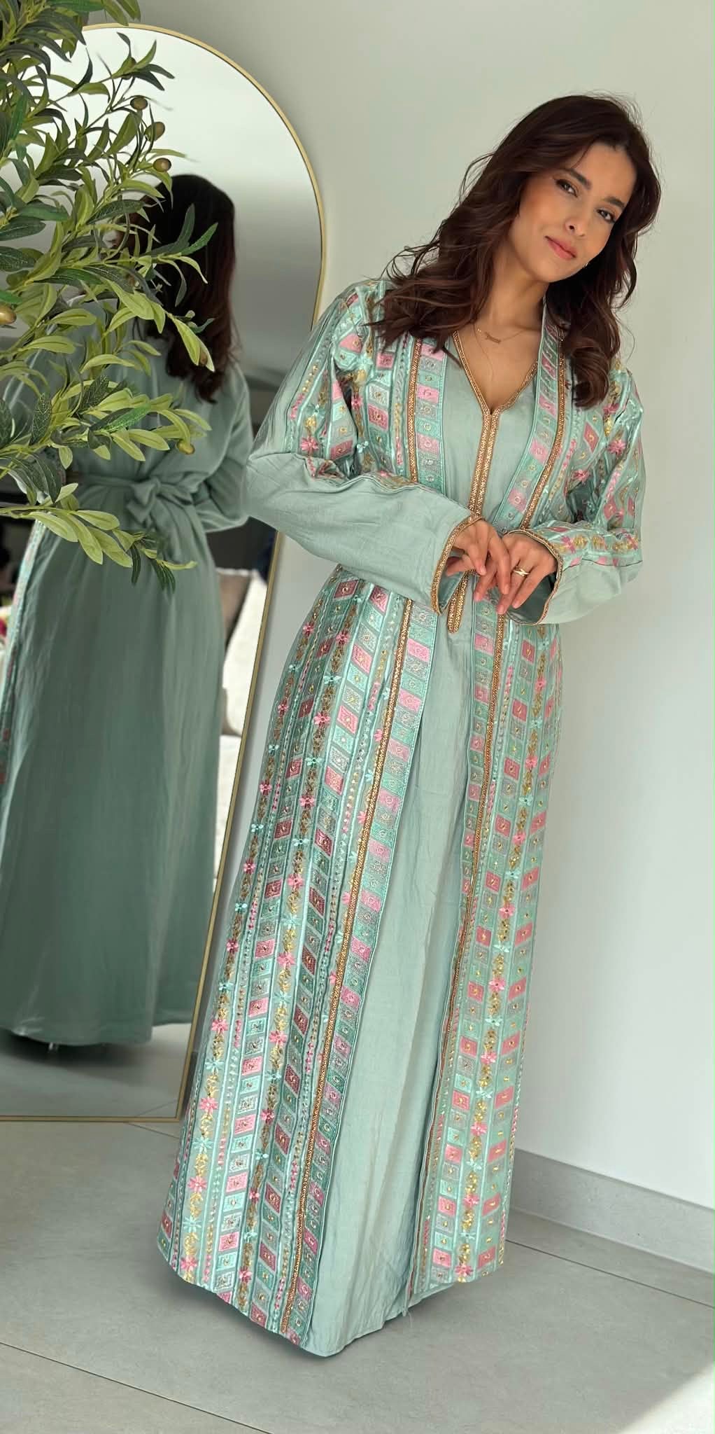 Caftan 3 pièces - Bleu céladon