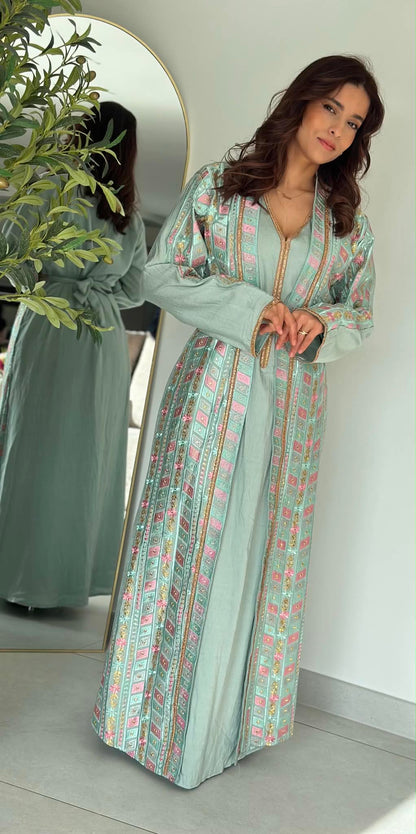 Caftan 3 pièces - Bleu céladon