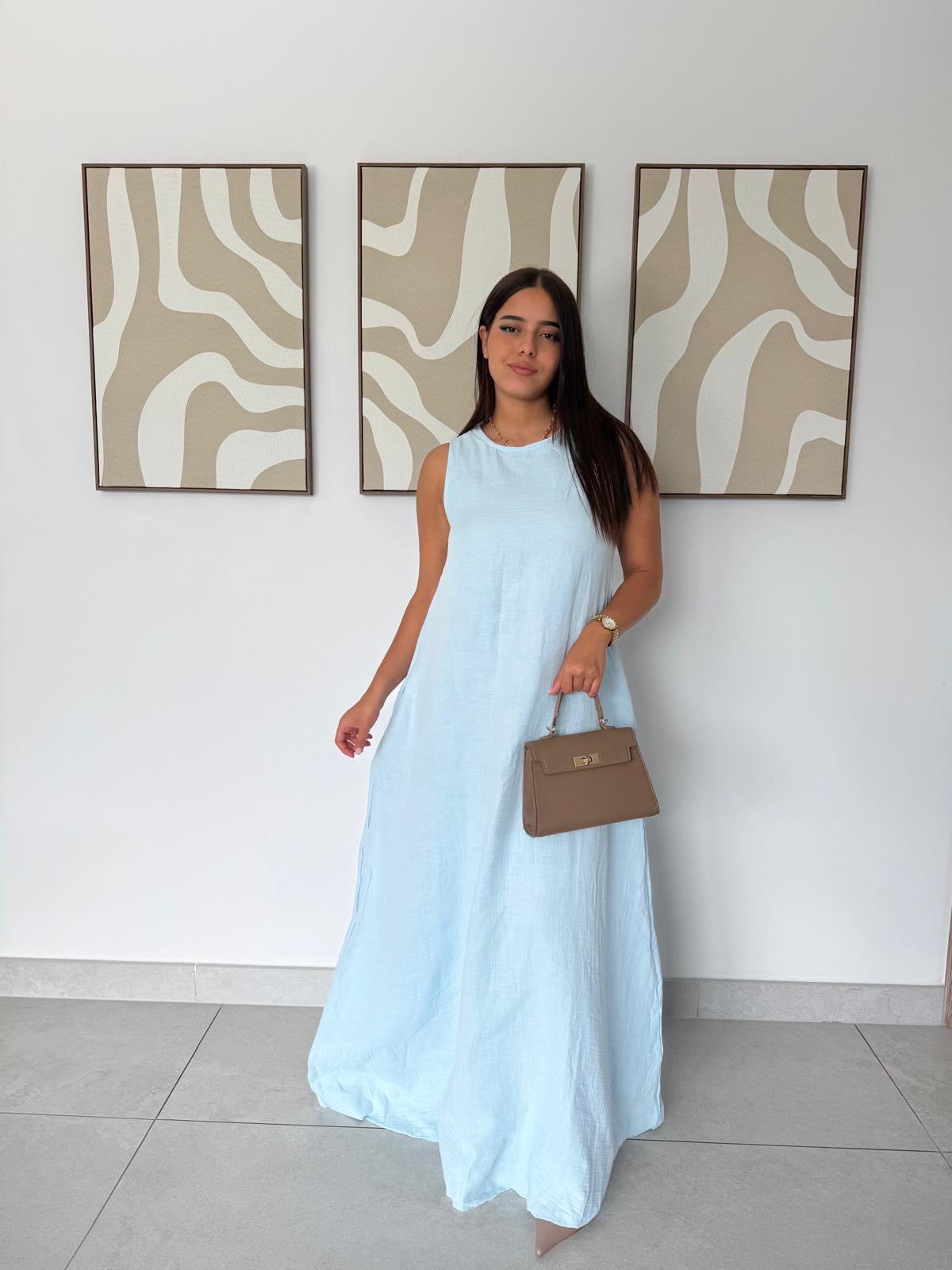 Robe Longue ballon en double gaze de coton