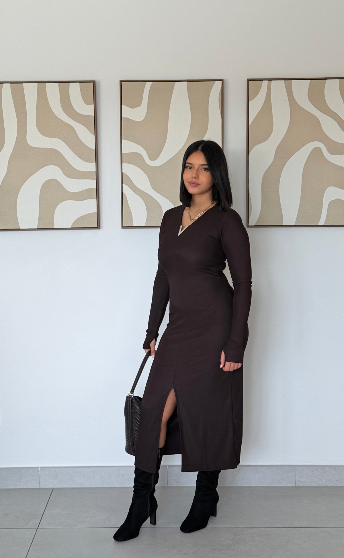 Robe Longue Élégance Chocolat