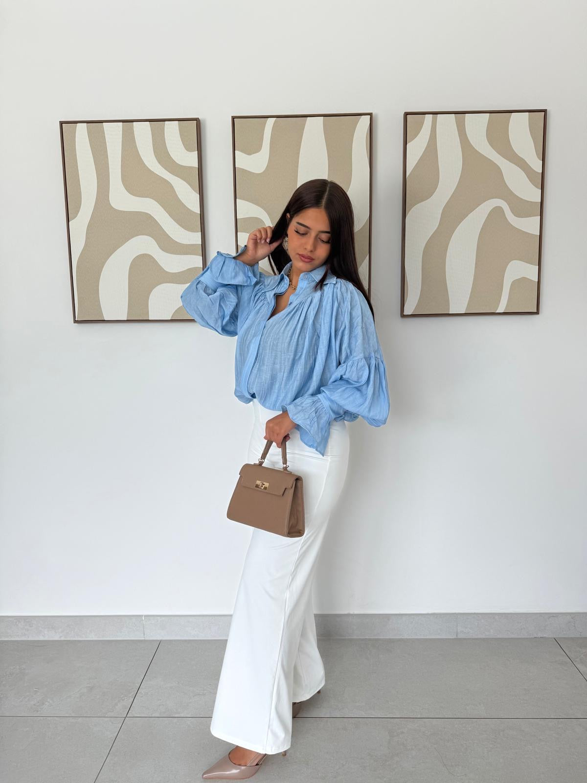 Blouse à rayures ton sur ton en viscose