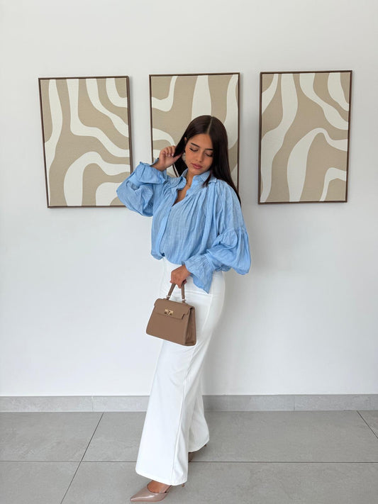 Blouse à rayures ton sur ton en viscose