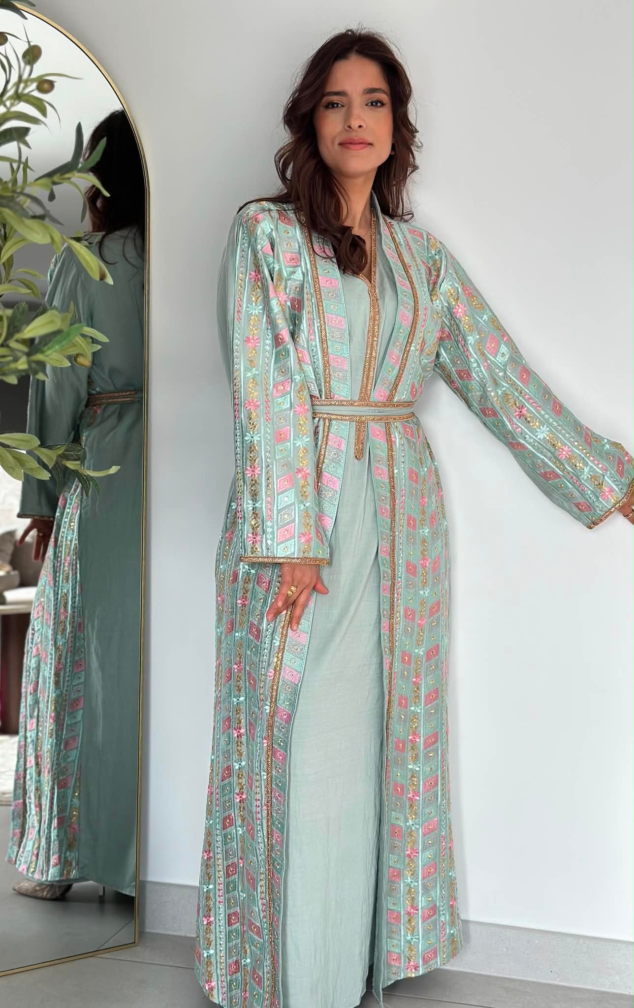 Caftan 3 pièces - Bleu céladon