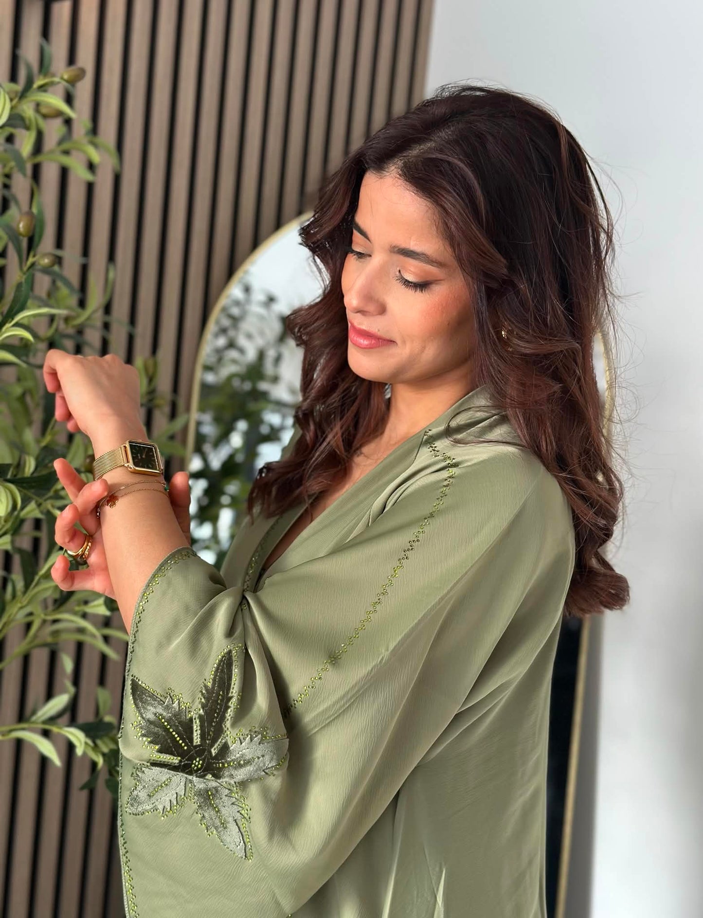 Abaya 3 pièces - Vert olive