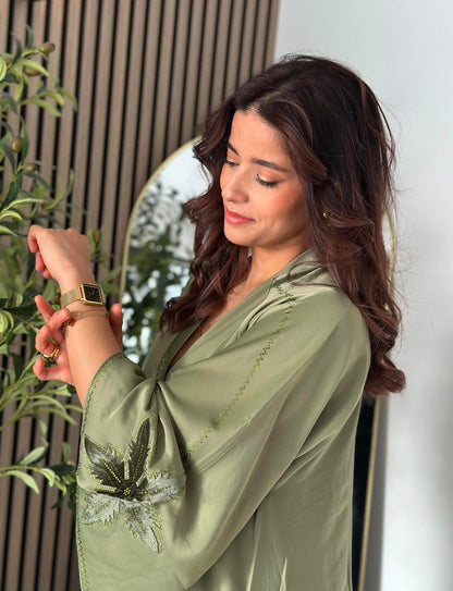 Abaya 3 pièces - Vert olive