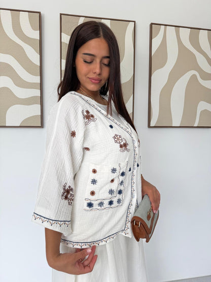 Gilet Brodé en coton