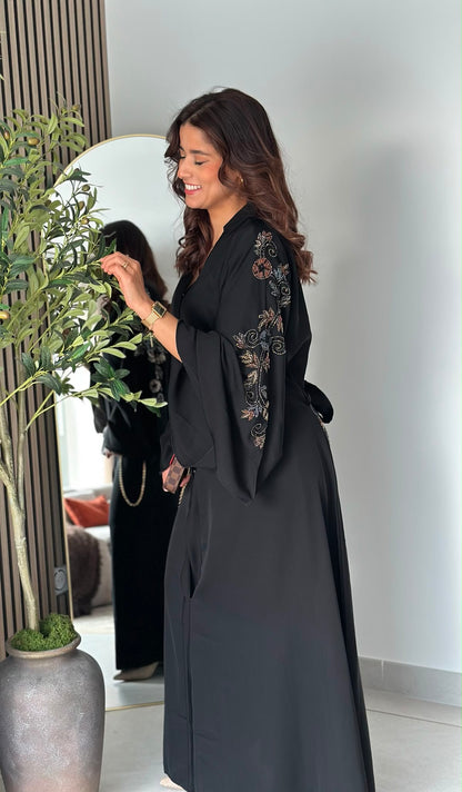 Abaya perlée - Noire