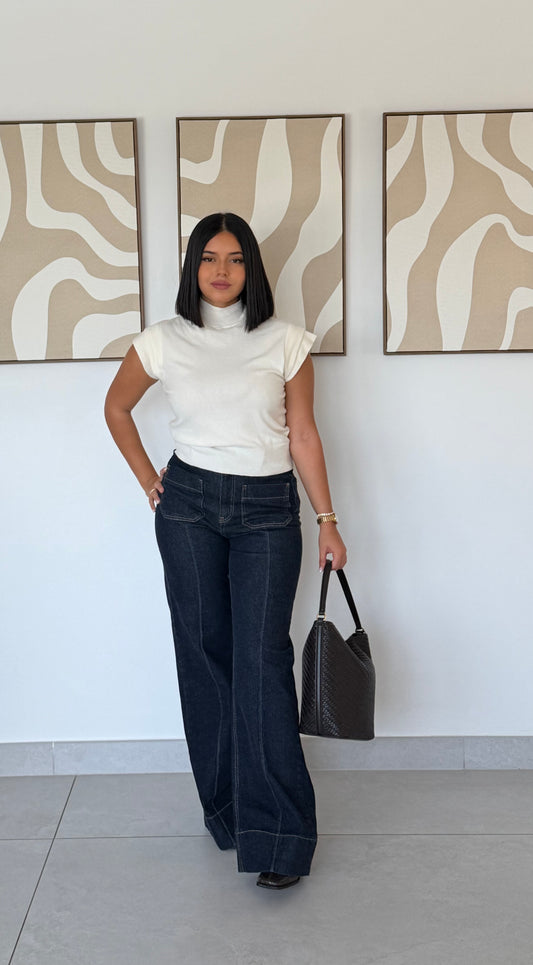 Jean Wide Leg Denim Brut