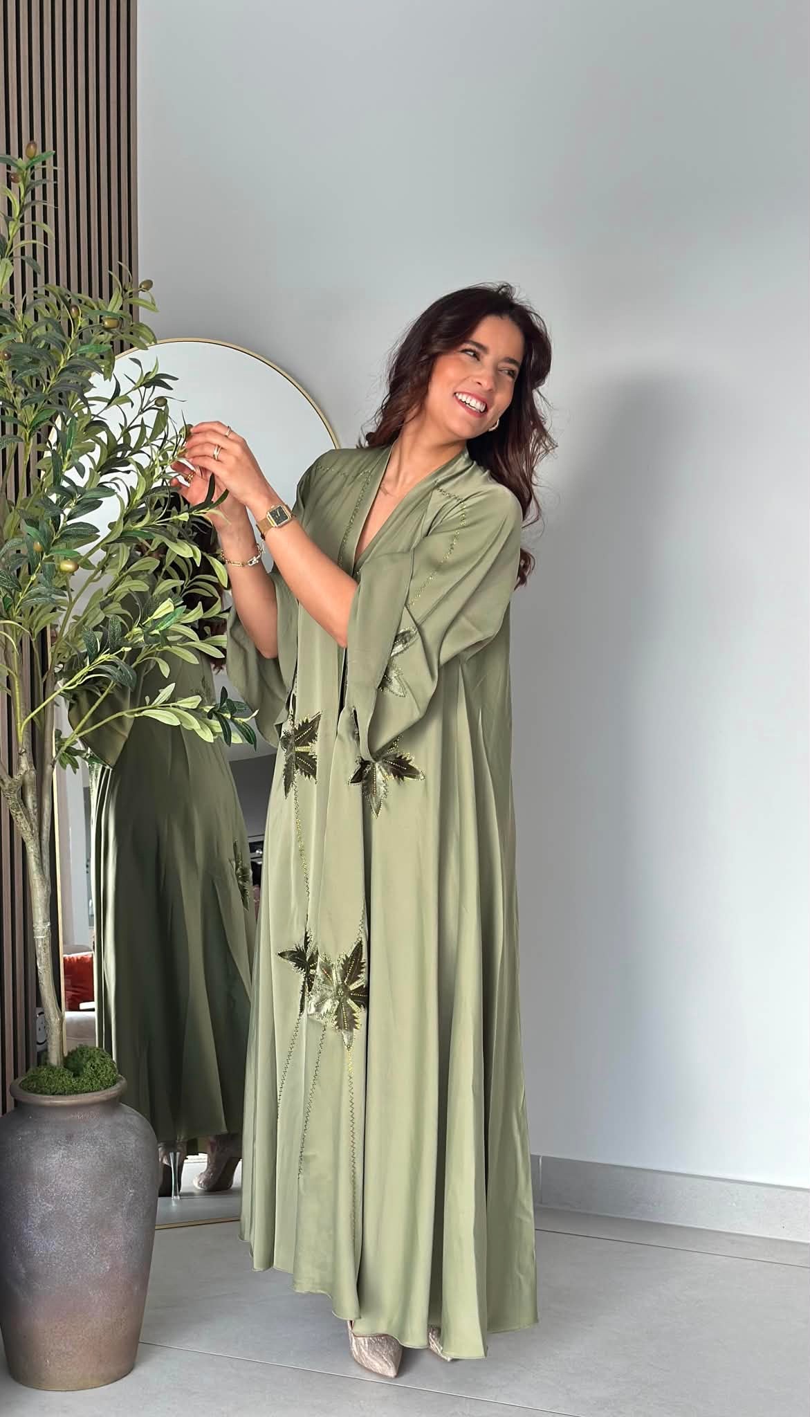 Abaya 3 pièces - Vert olive