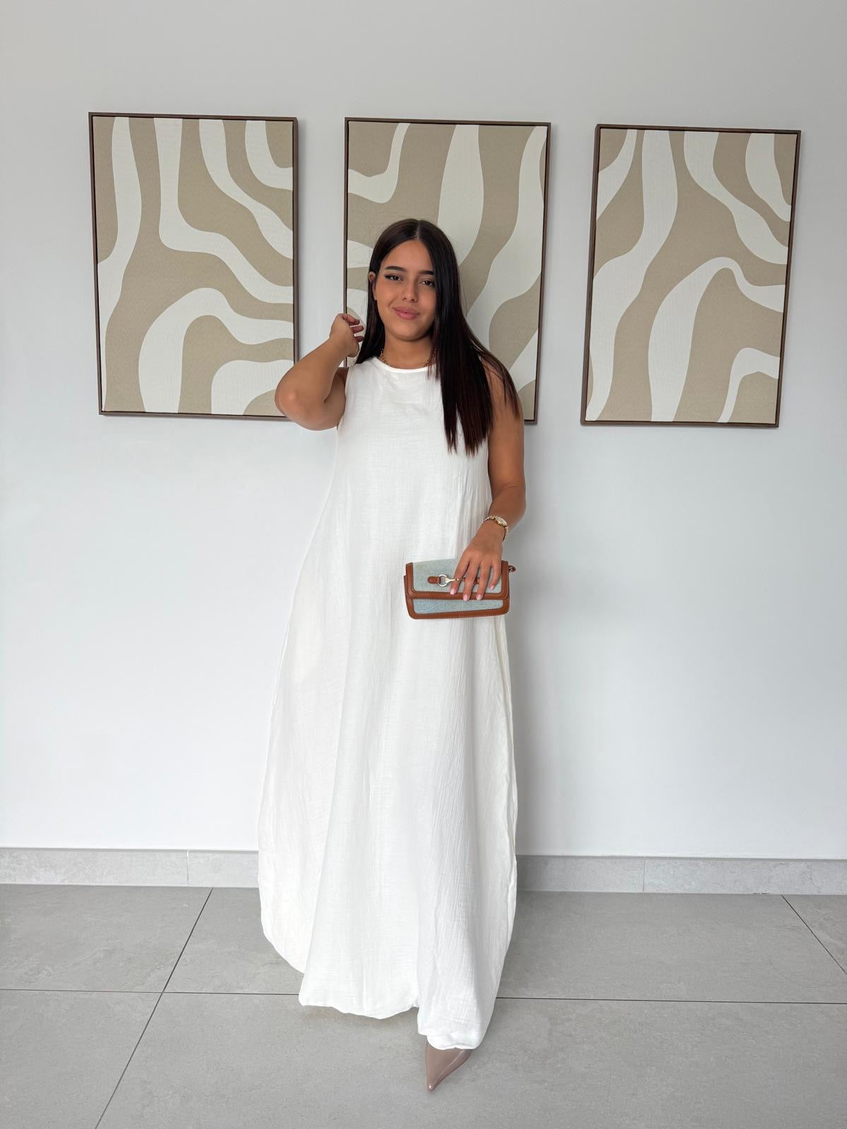 Robe Longue Ballon en double gaze de coton