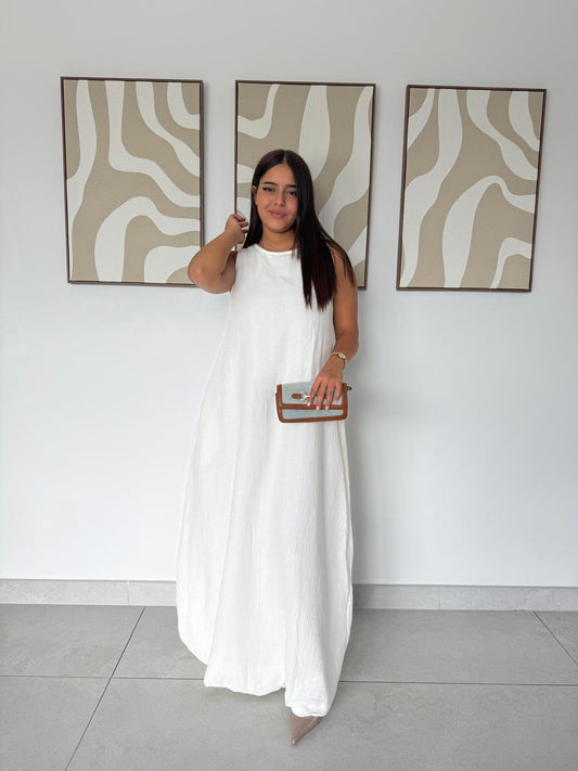 Robe Longue Ballon en double gaze de coton