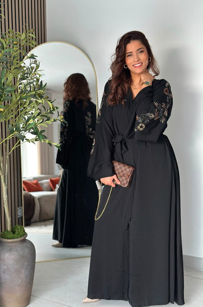 Abaya perlée - Noire
