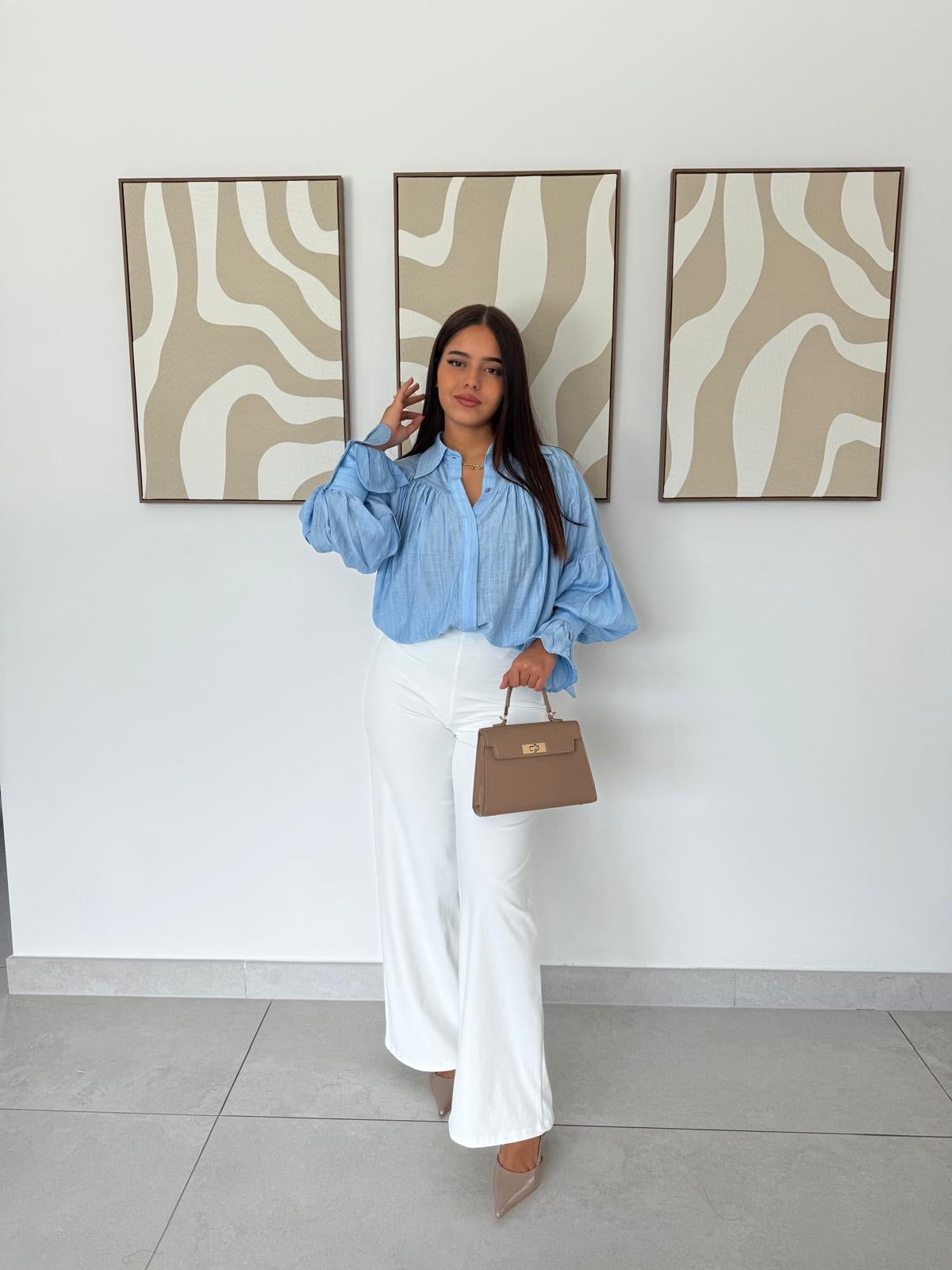 Blouse à rayures ton sur ton en viscose