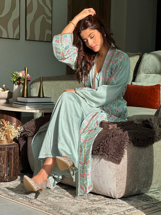 Caftan 3 pièces - Bleu céladon
