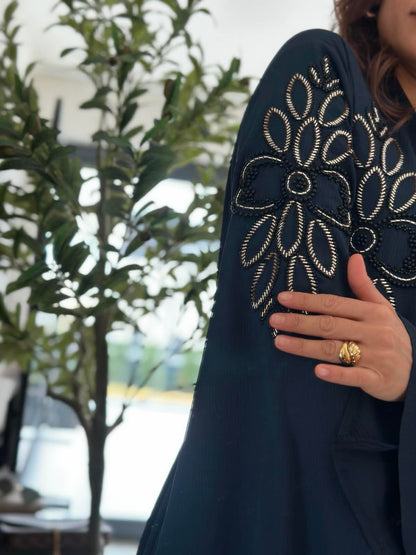 Abaya perlée - Bleu marine