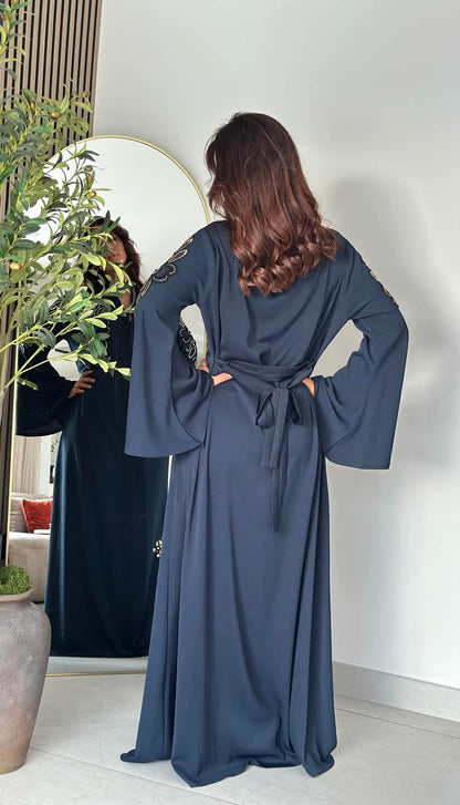 Abaya perlée - Bleu marine