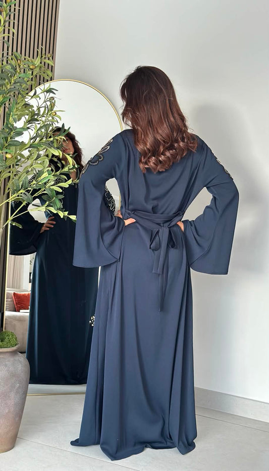 Abaya perlée - Bleu marine