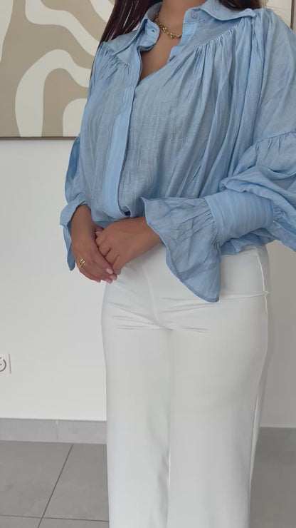 Blouse à rayures ton sur ton en viscose