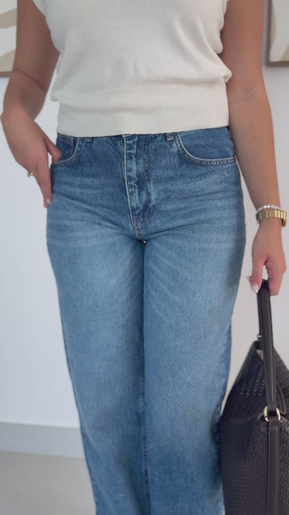 Jean Mom Bleu Denim
